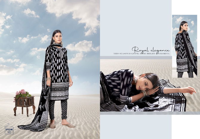 Alija Lalest Fancy Designer  Black And White Heavy Cotton Print Karachi Dress Material